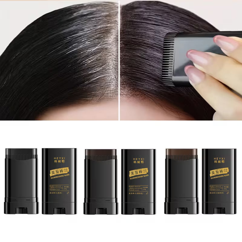 Portable Hair Color Stick with Applicator Brush for Touch-ups | 20g Quick Gray Hair Stick - Long-lasting Gray Coverage