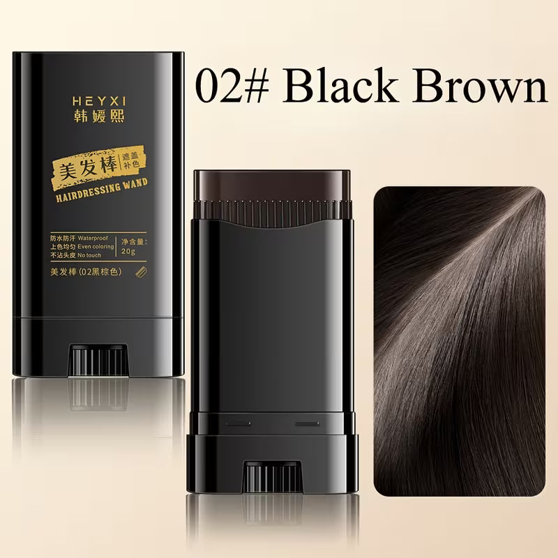 Portable Hair Color Stick with Applicator Brush for Touch-ups | 20g Quick Gray Hair Stick - Long-lasting Gray Coverage