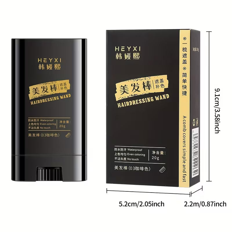 Portable Hair Color Stick with Applicator Brush for Touch-ups | 20g Quick Gray Hair Stick - Long-lasting Gray Coverage